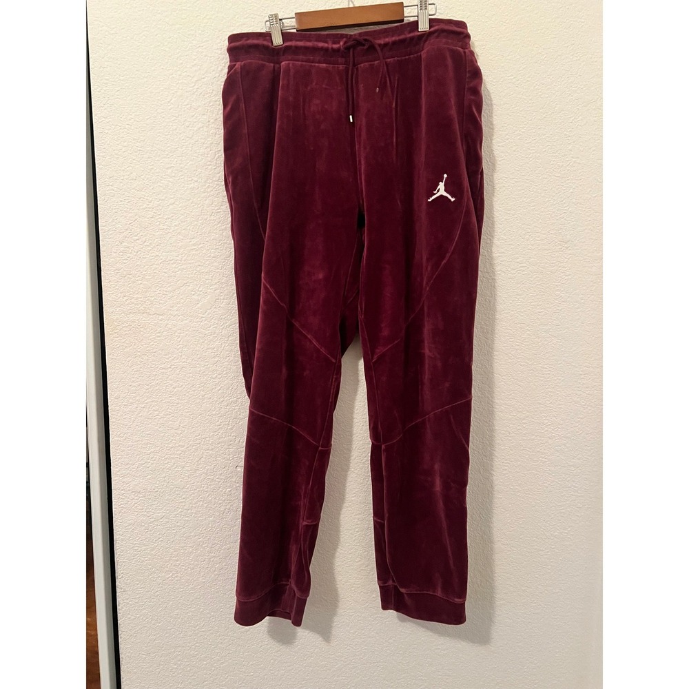 Jordan Mens Velour Sweatpants Burgundy Maroon Jumpman Joggers Large DV1624-612